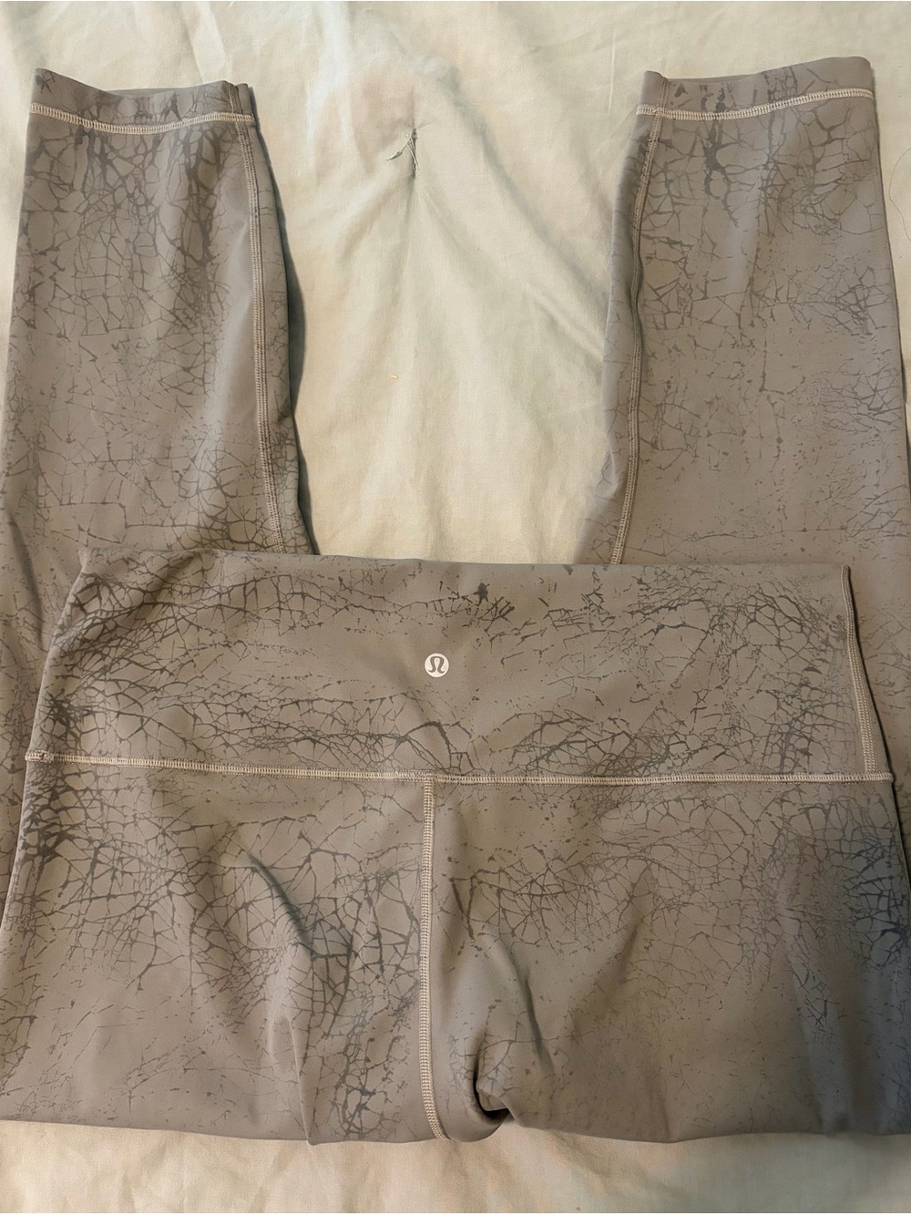 Lululemon Gray/green Marble-Print High-Rise Leggings